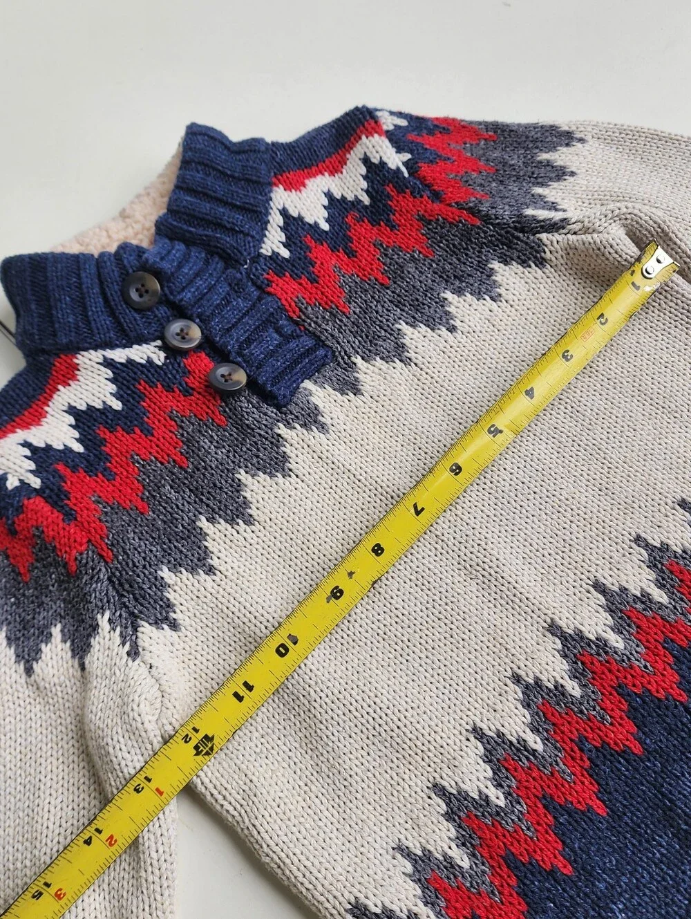 Baby Gap Toddler Red Cream Blue Mock Neck Sweater Shepra Neck Zig Zag Sz 2 Years